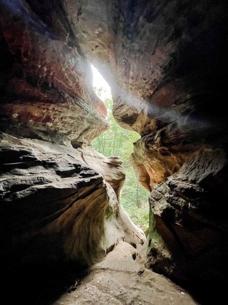 Small window in Rock House Hocking Hills